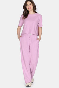 Zivame 2 Mile Fashion Knit Cotton Loungewear Set - Mauve Mist — thumbnail 3